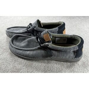 Hey Dude Wally‎ Grid Men's Size 12 Shoes Black Grey Slip On Casual Loafers